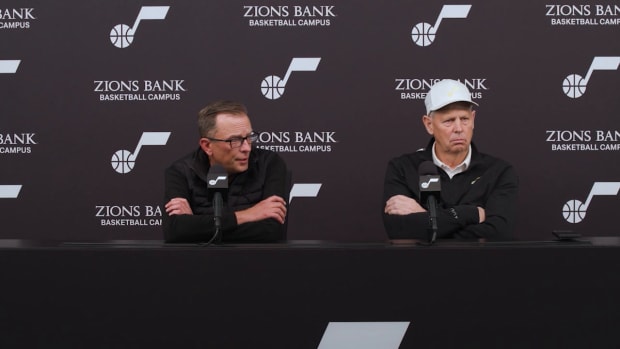 Utah Jazz GM Justin Zanik and CEO Danny Ainge